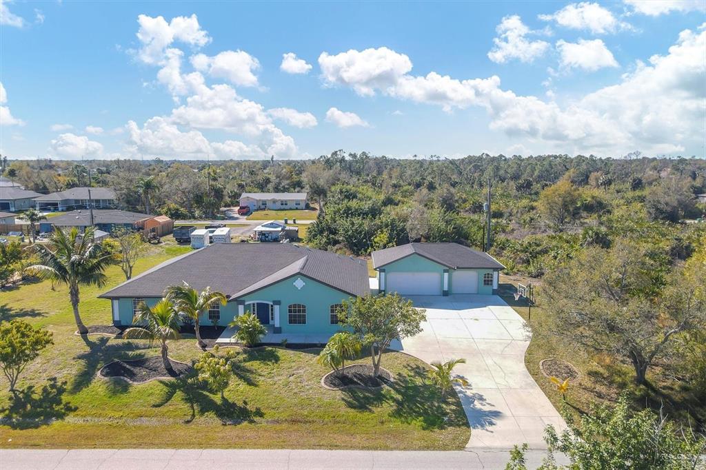 an aerial view of a house