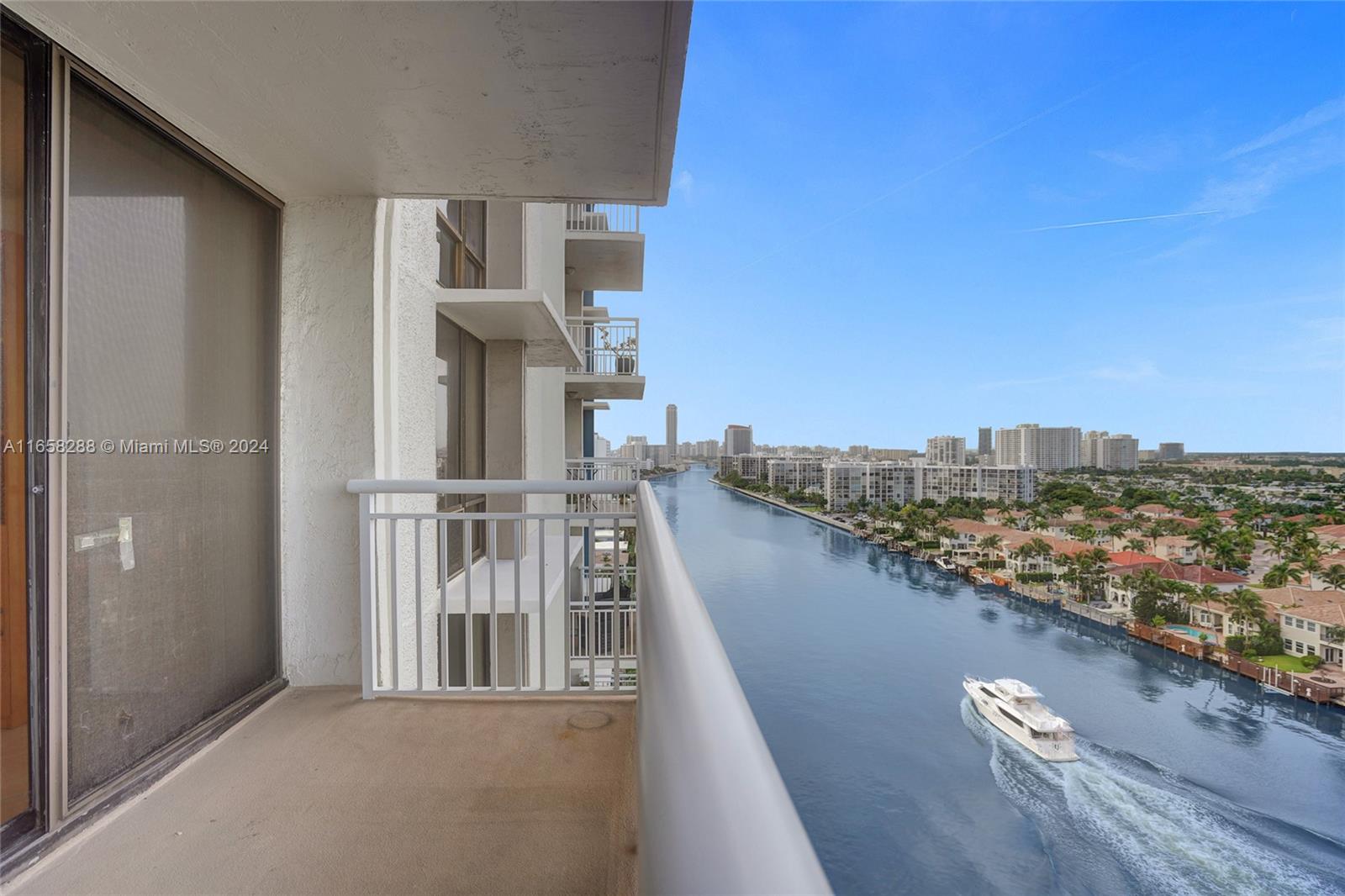 a view of a balcony with an outdoor space