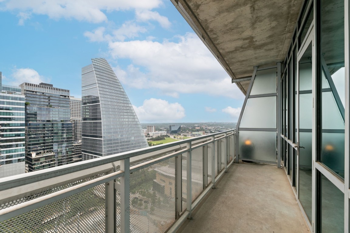 a view of balcony with city view