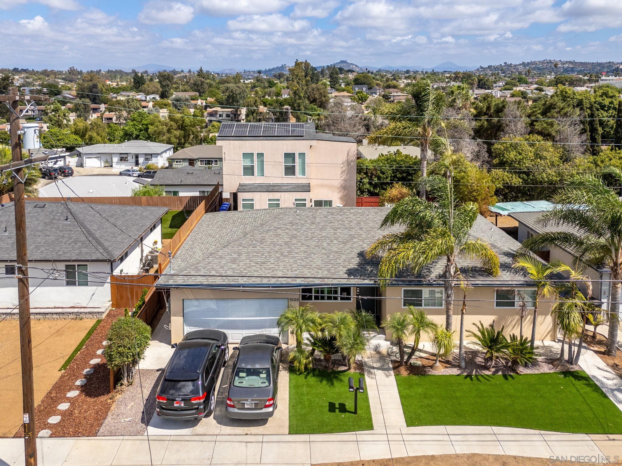 an aerial view of multiple house