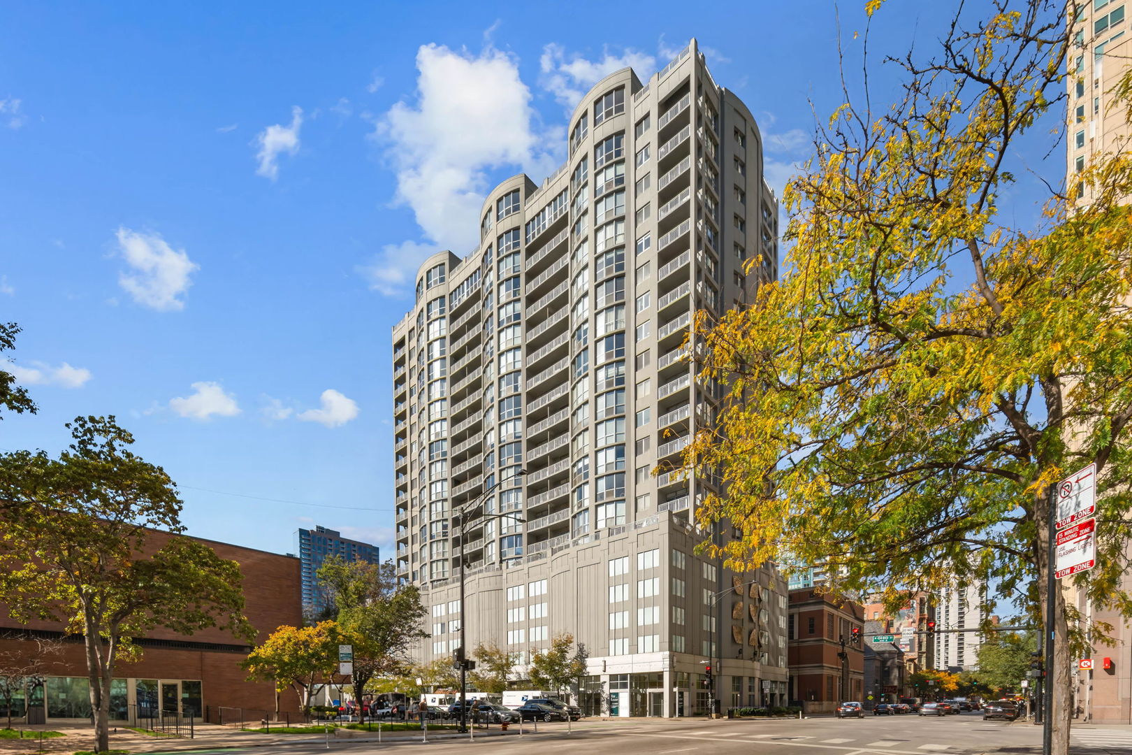 a view of a multi story building