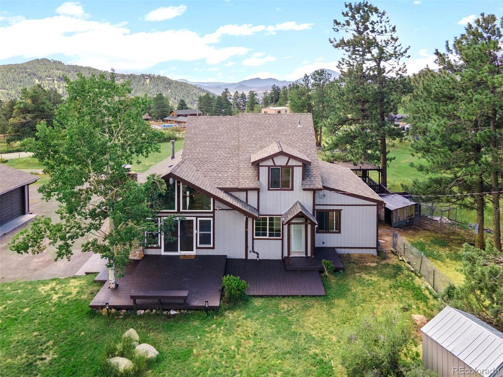 an aerial view of a house