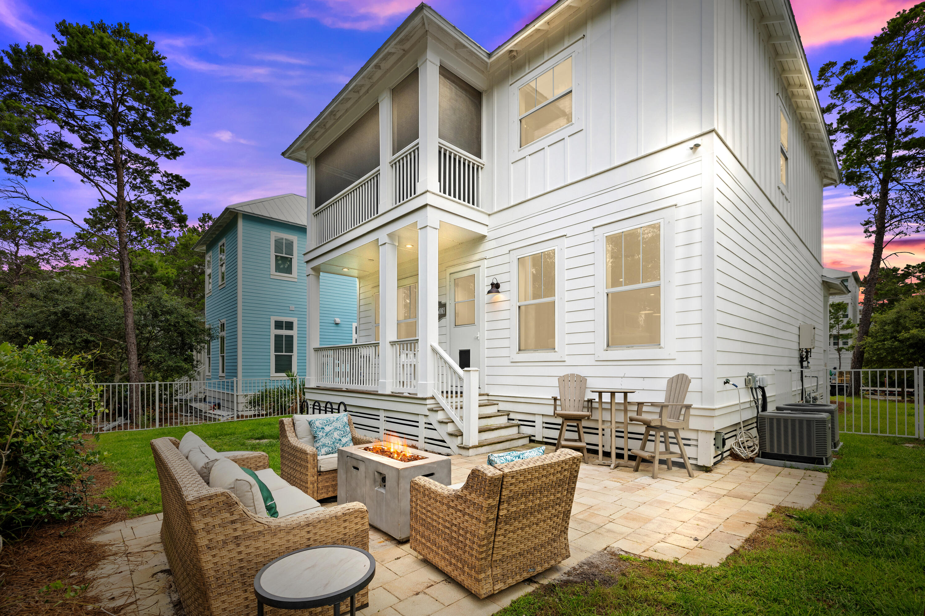 a outdoor space with patio furniture and a potted plant