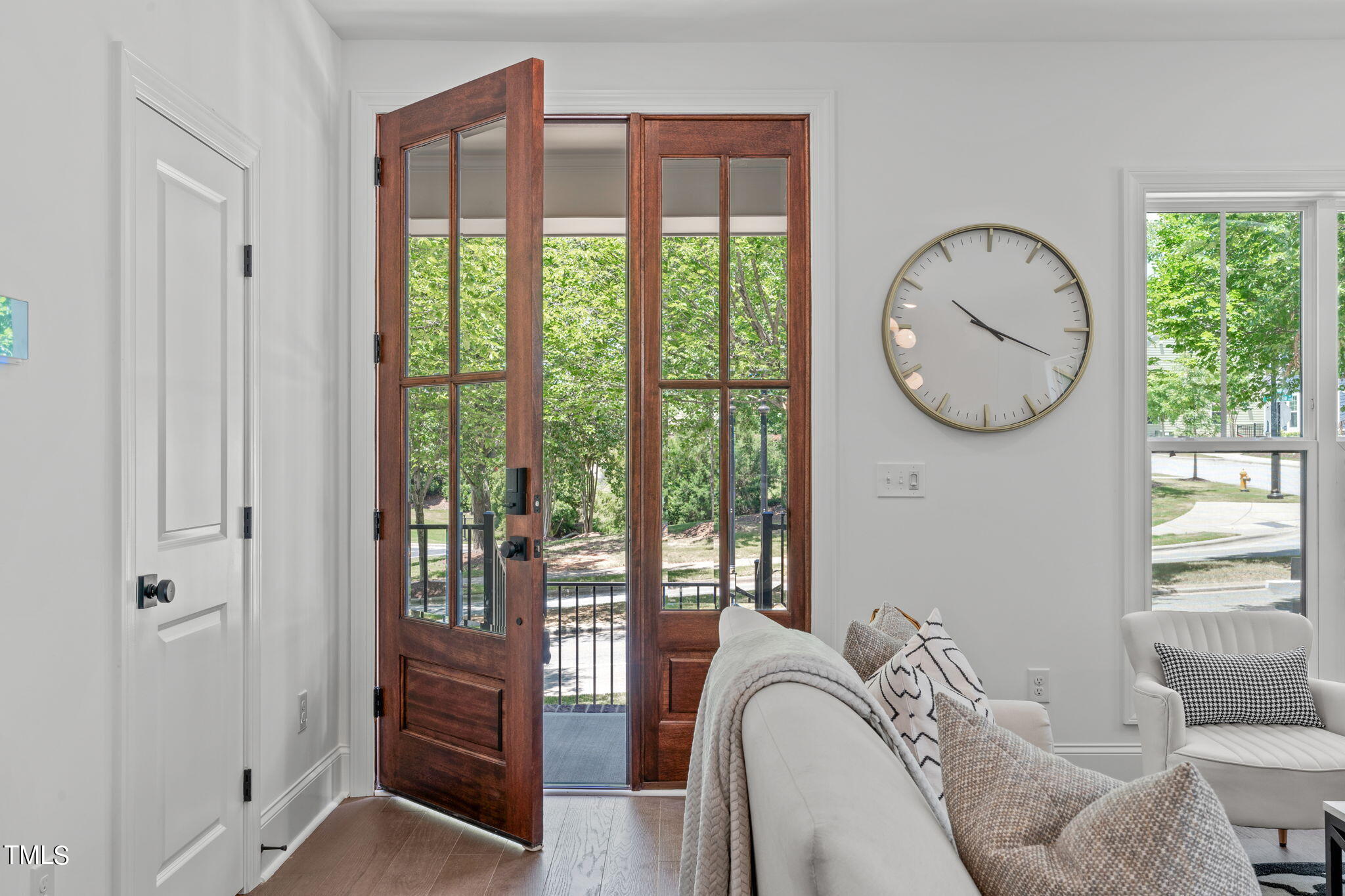 a view of a livingroom with furniture and window