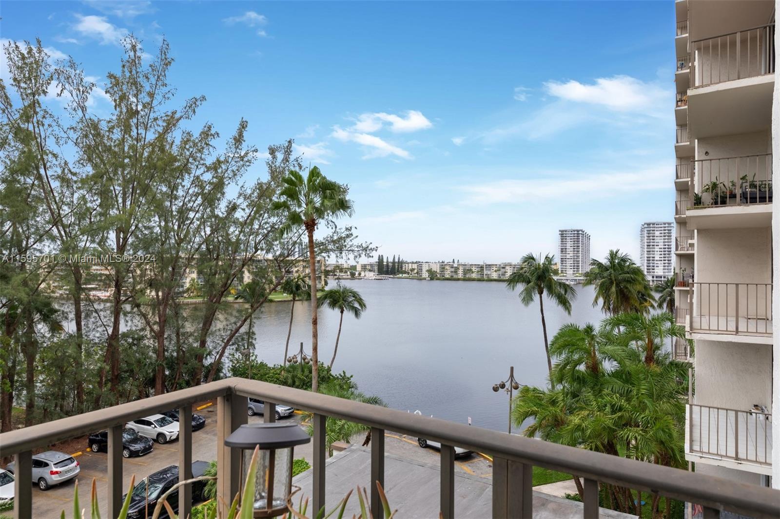 a view of a balcony with lake view