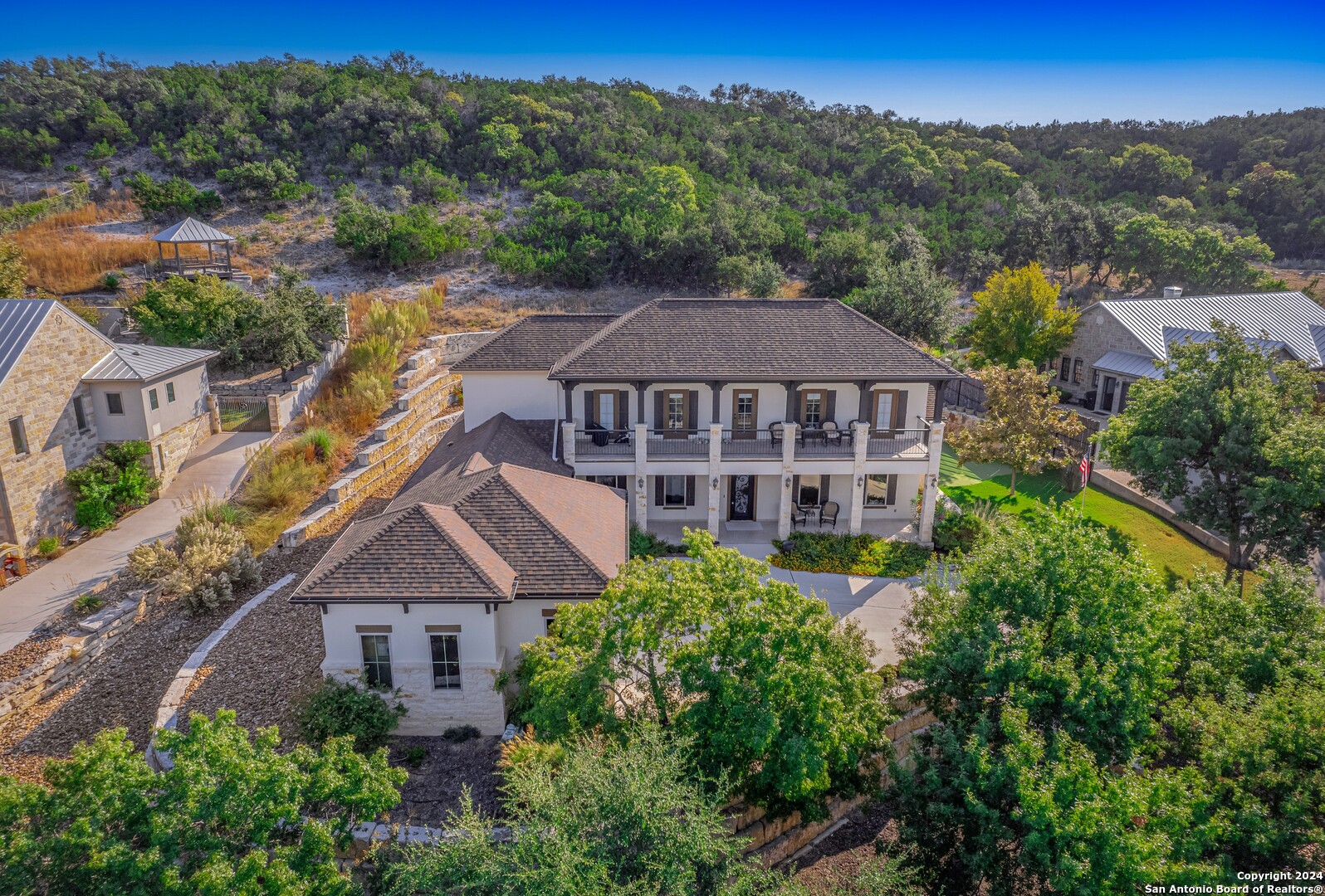 an aerial view of a house