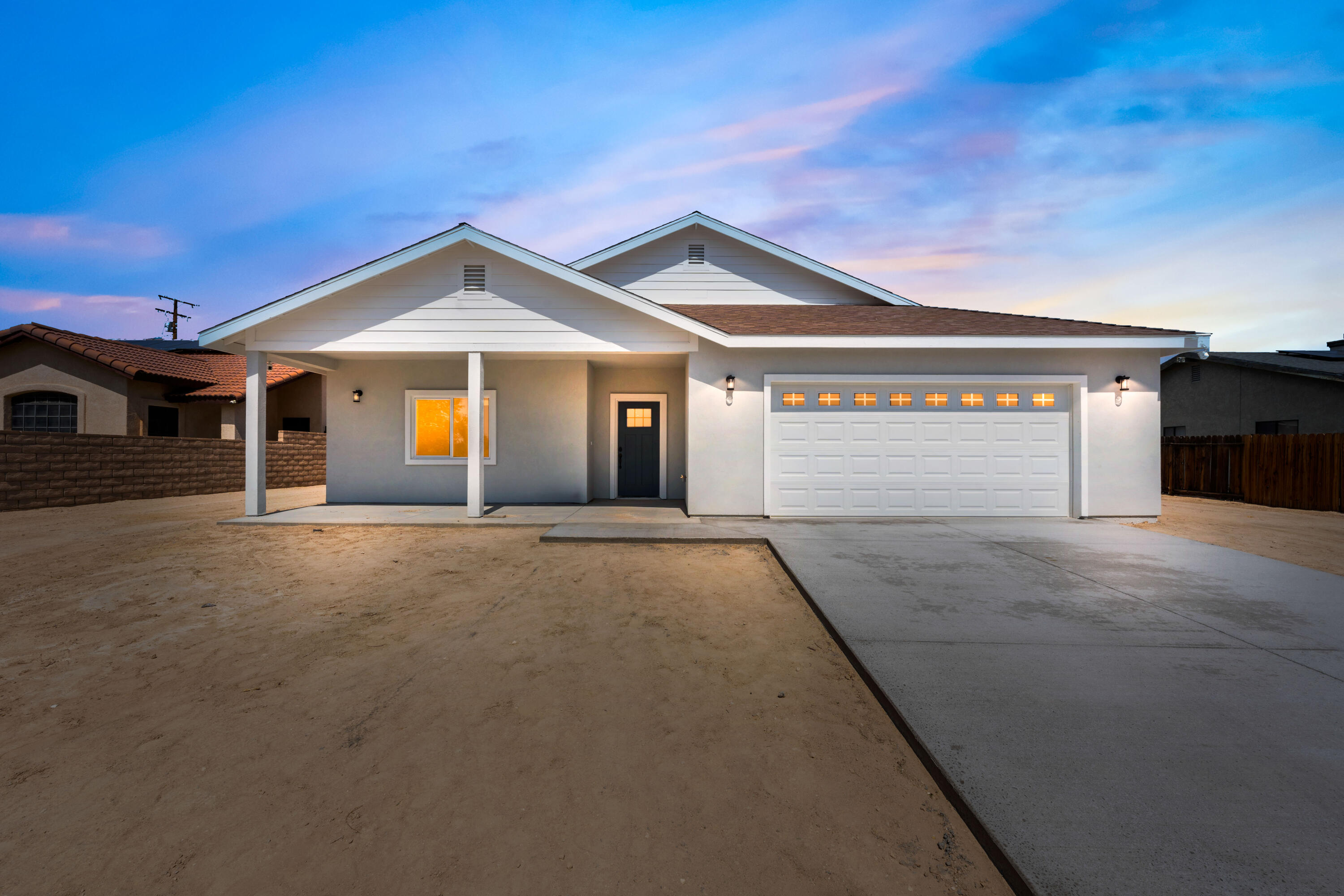 a view of a house with a garage