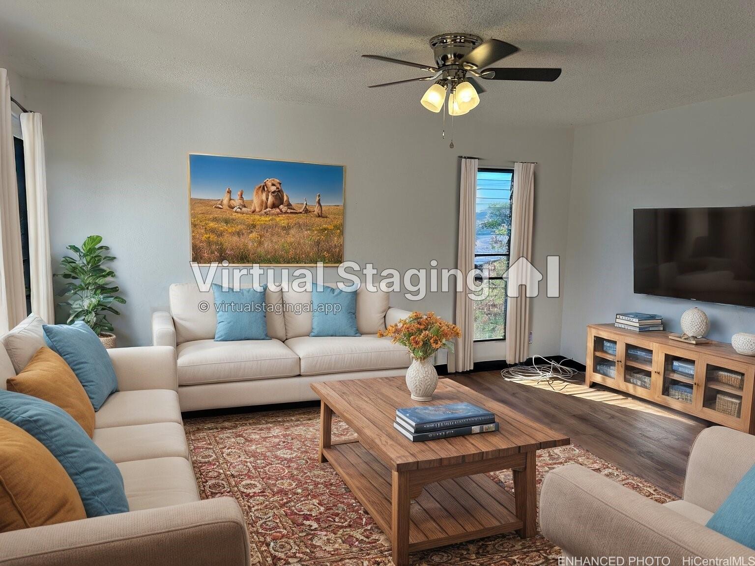 a living room with furniture and a flat screen tv