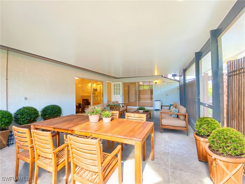 a outdoor space with furniture and garden view