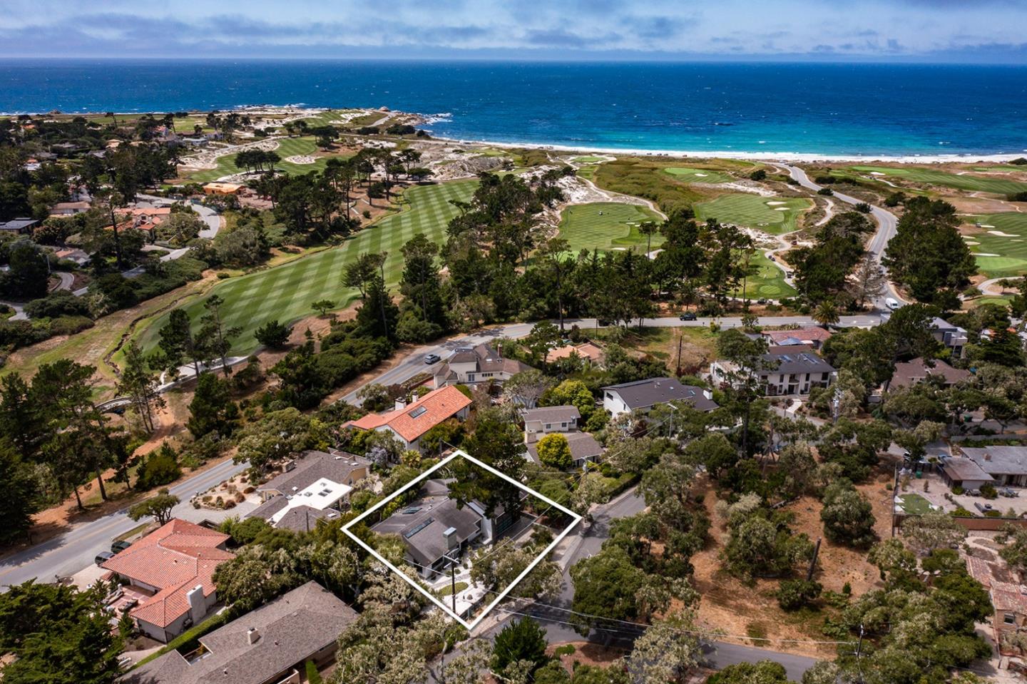 an aerial view of a house