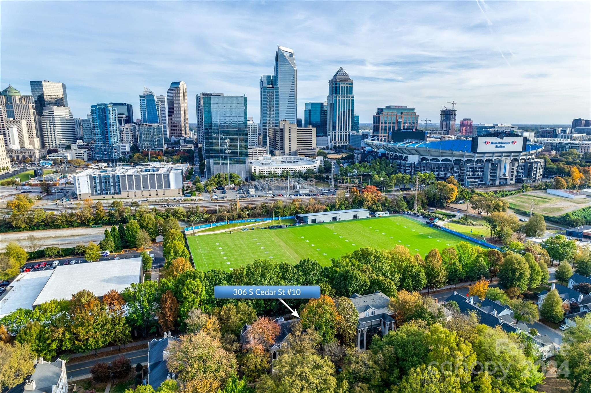 a view of a city with tall buildings