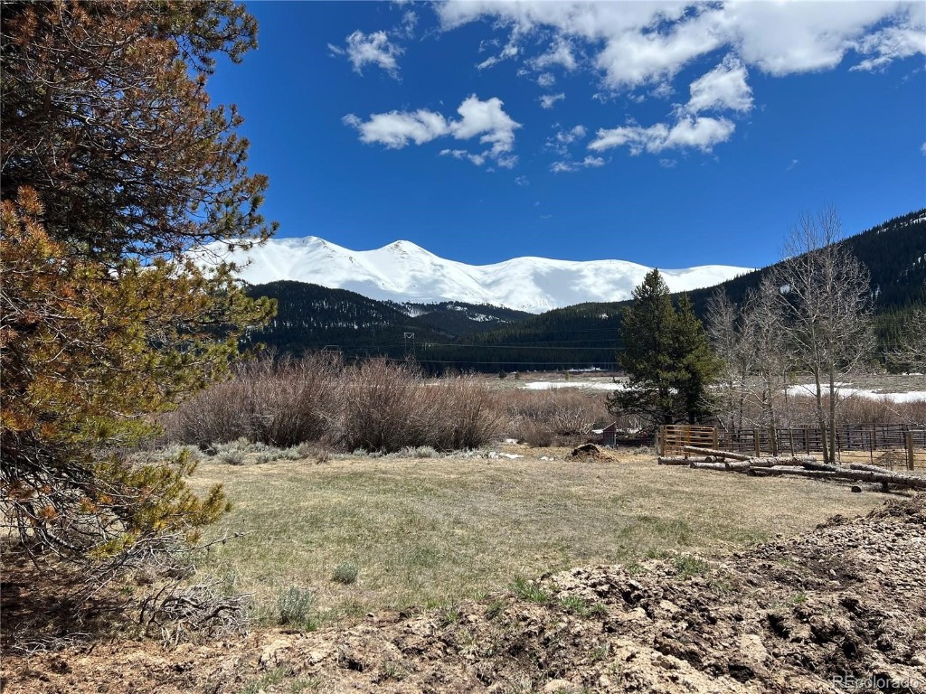 a view of a lake with a mountain in the background