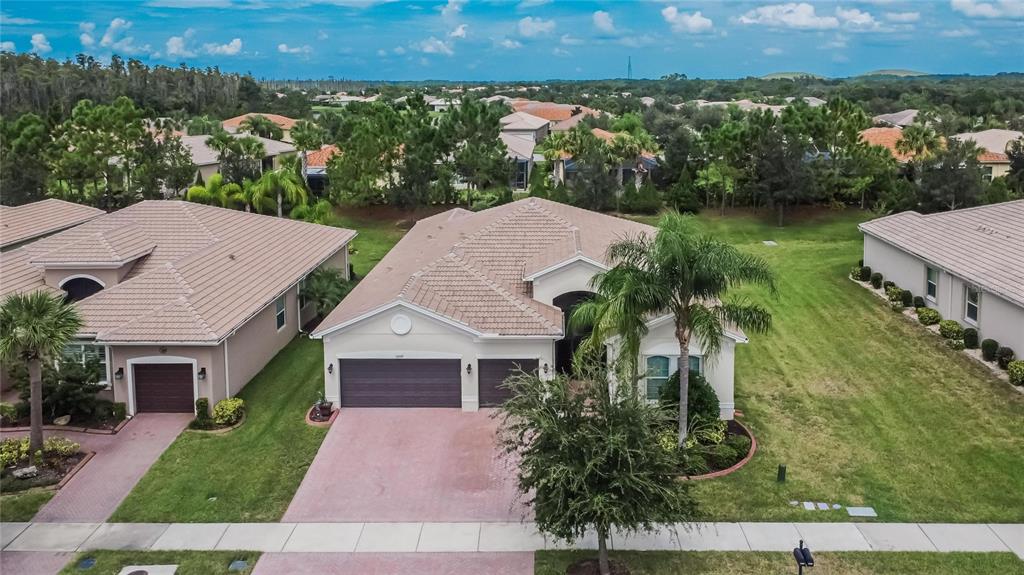 an aerial view of a house