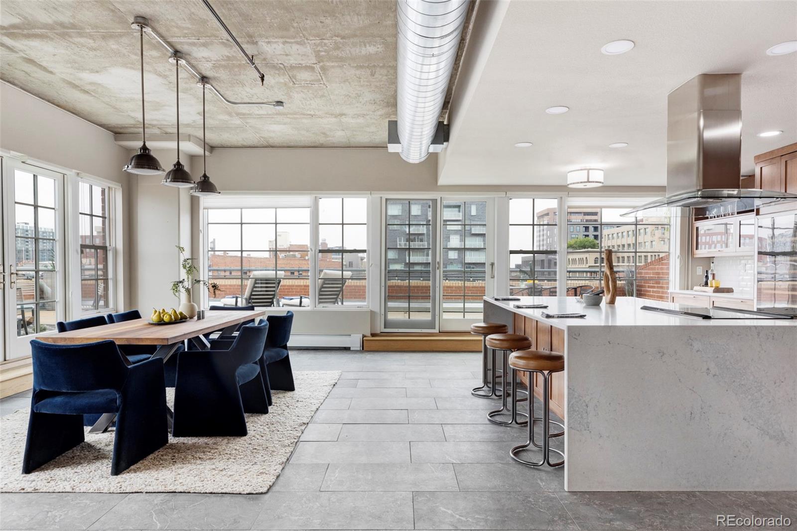 a kitchen with lots of counter top space