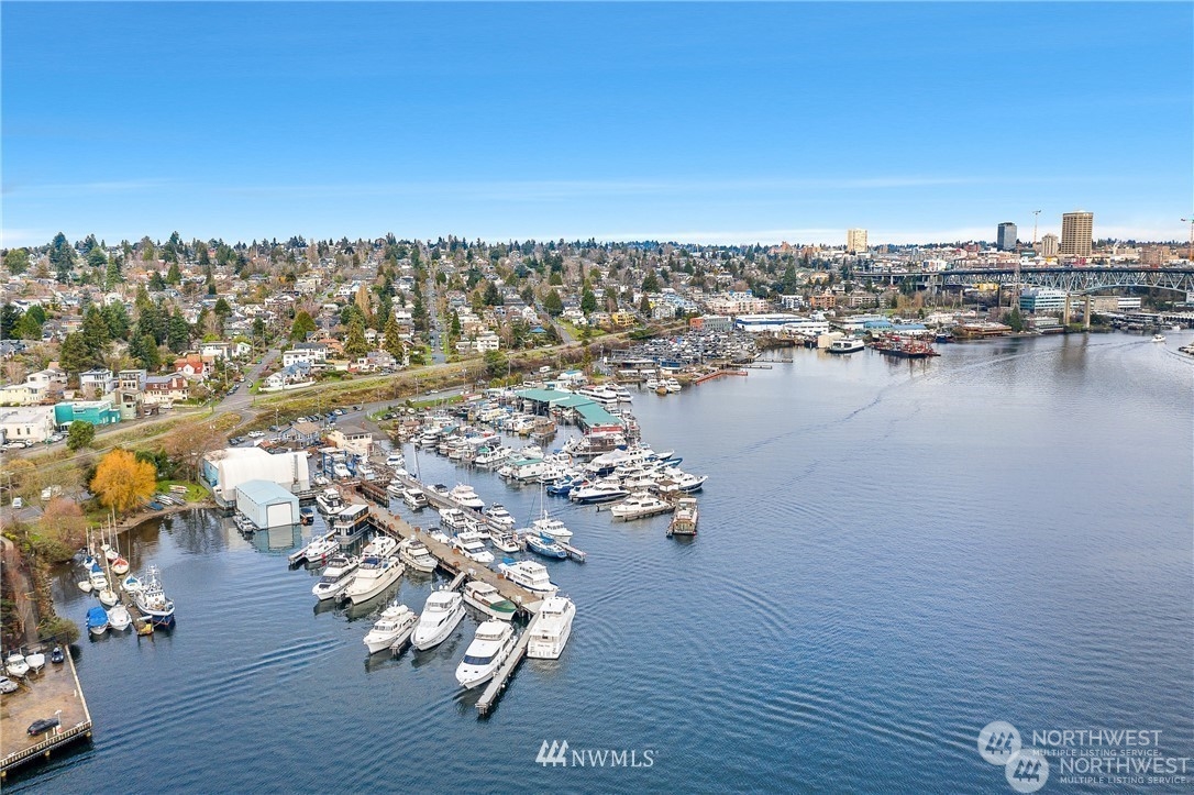 a view of a ocean with city