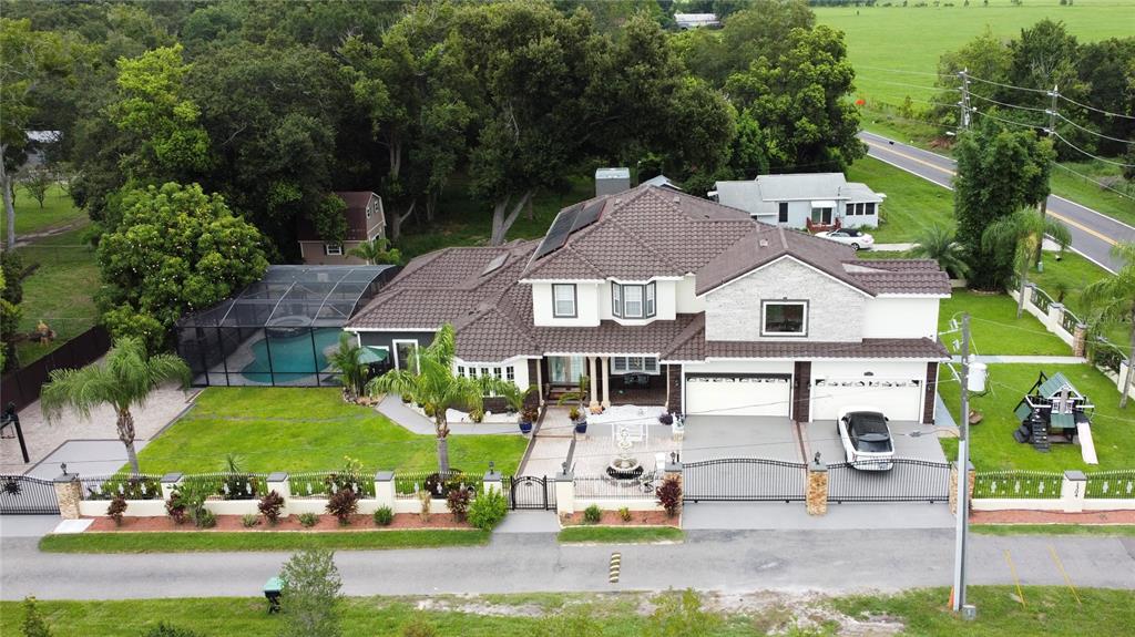 an aerial view of a house