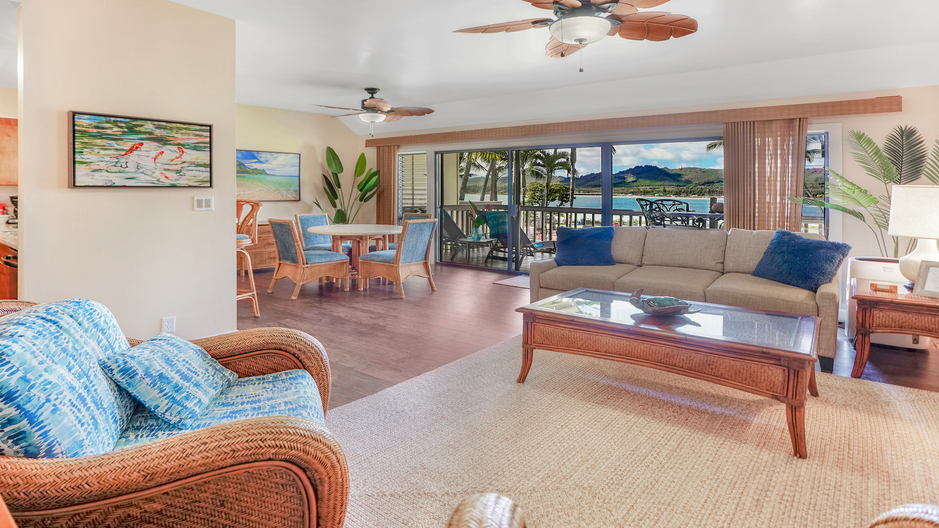 Relax and unwind in the spacious living room, where panoramic ocean views greet you at every turn.