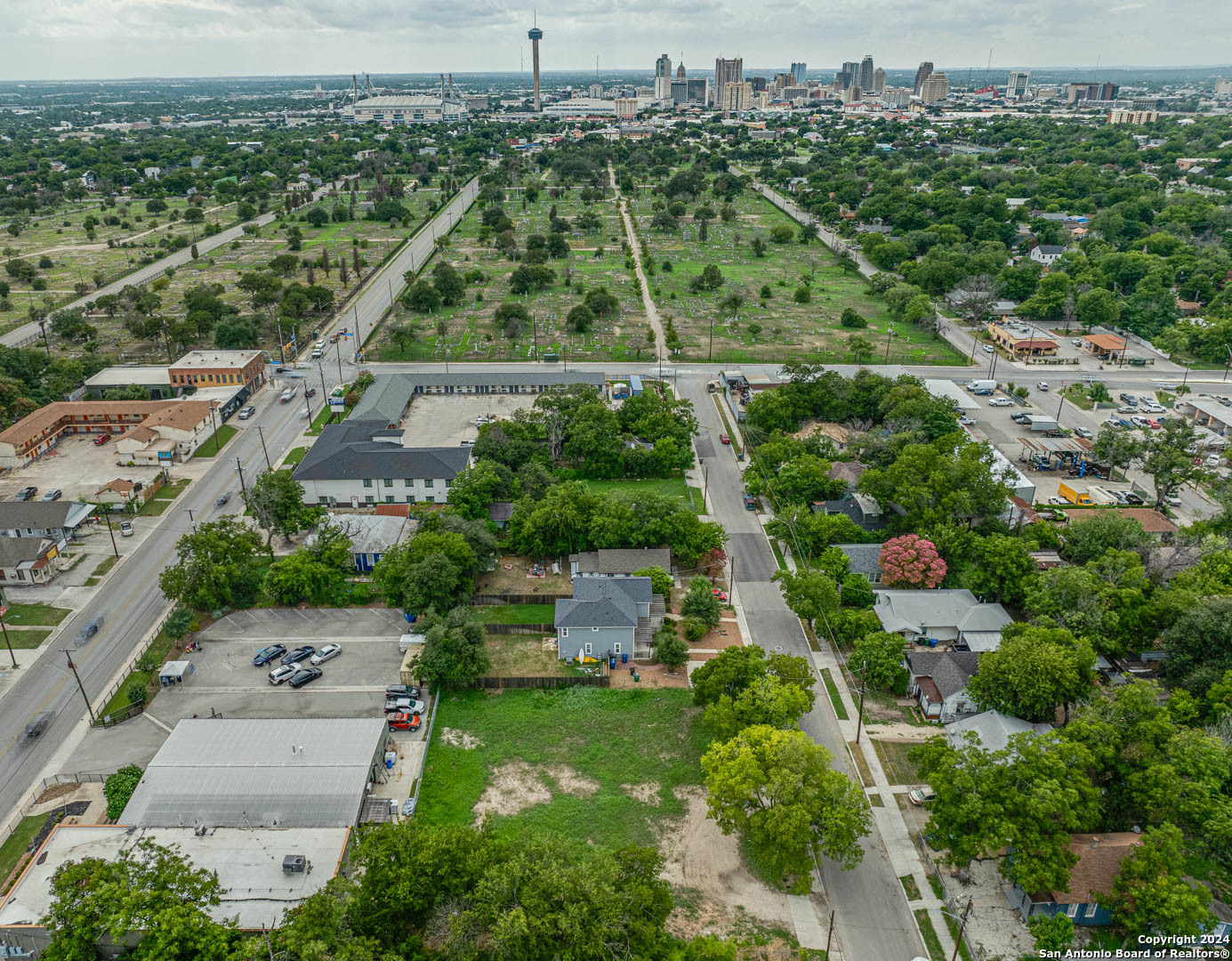 an aerial view of a city