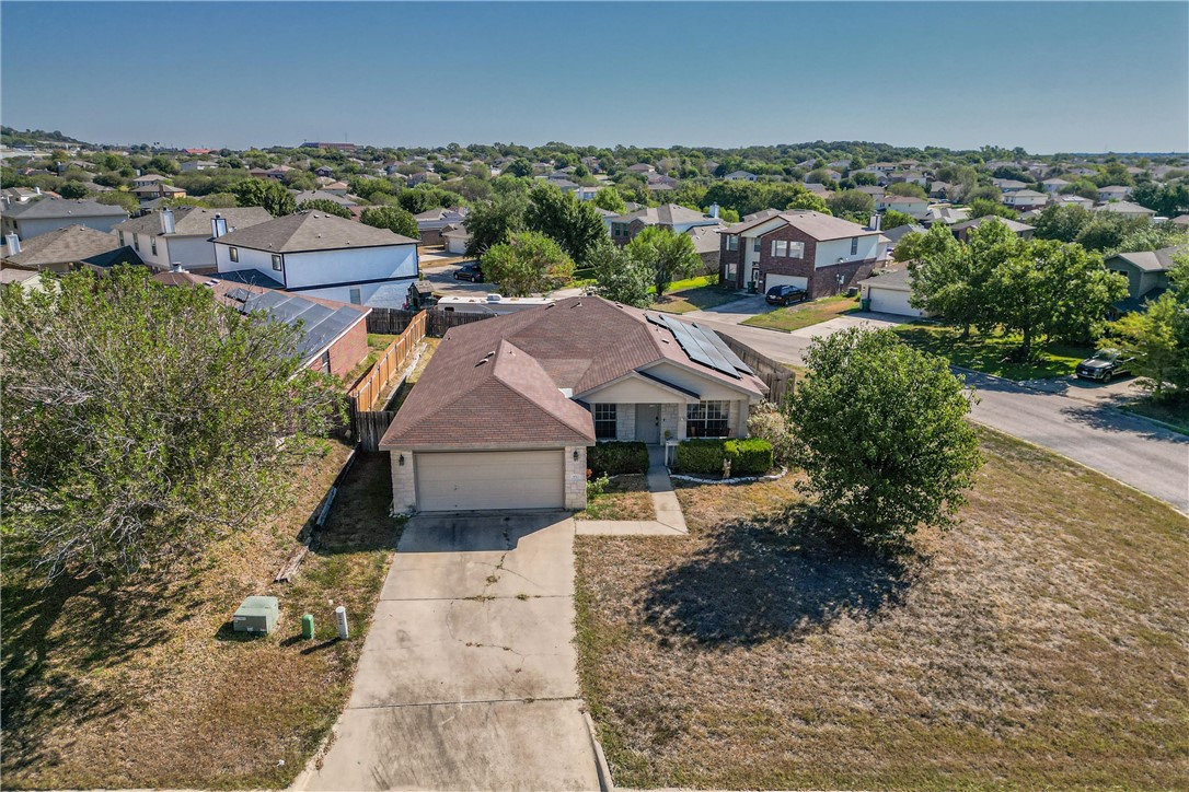 an aerial view of a house