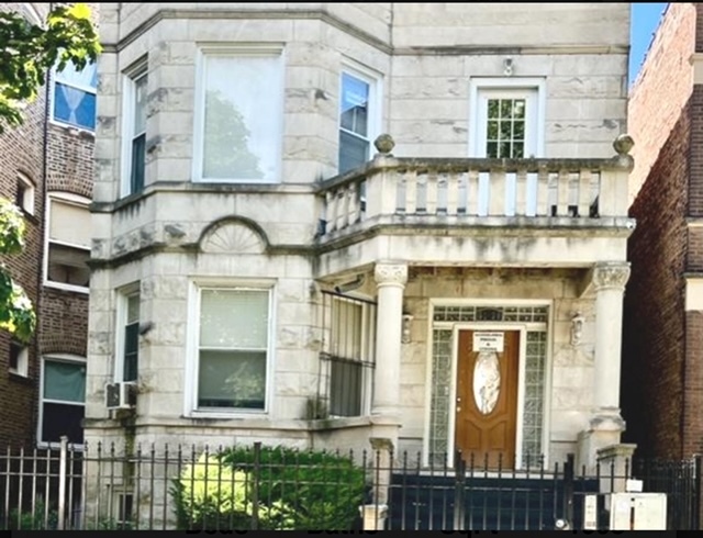 a view of a building with a window