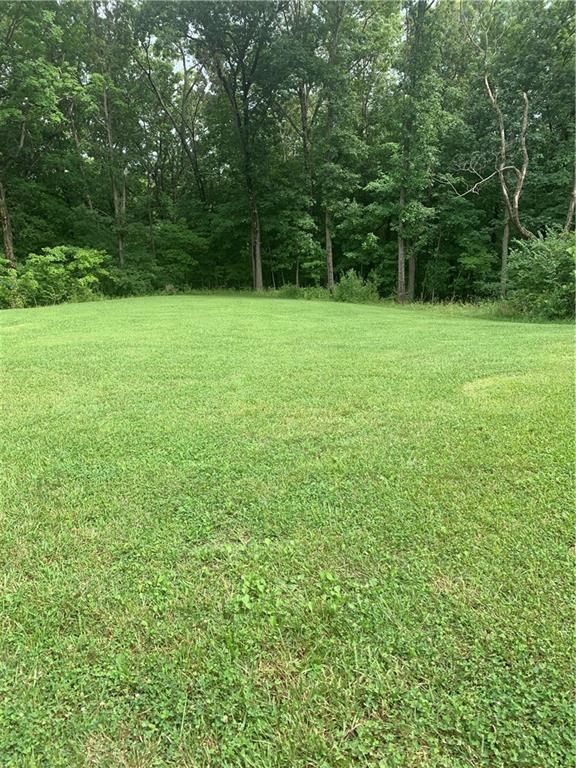 a view of green field with trees in the background