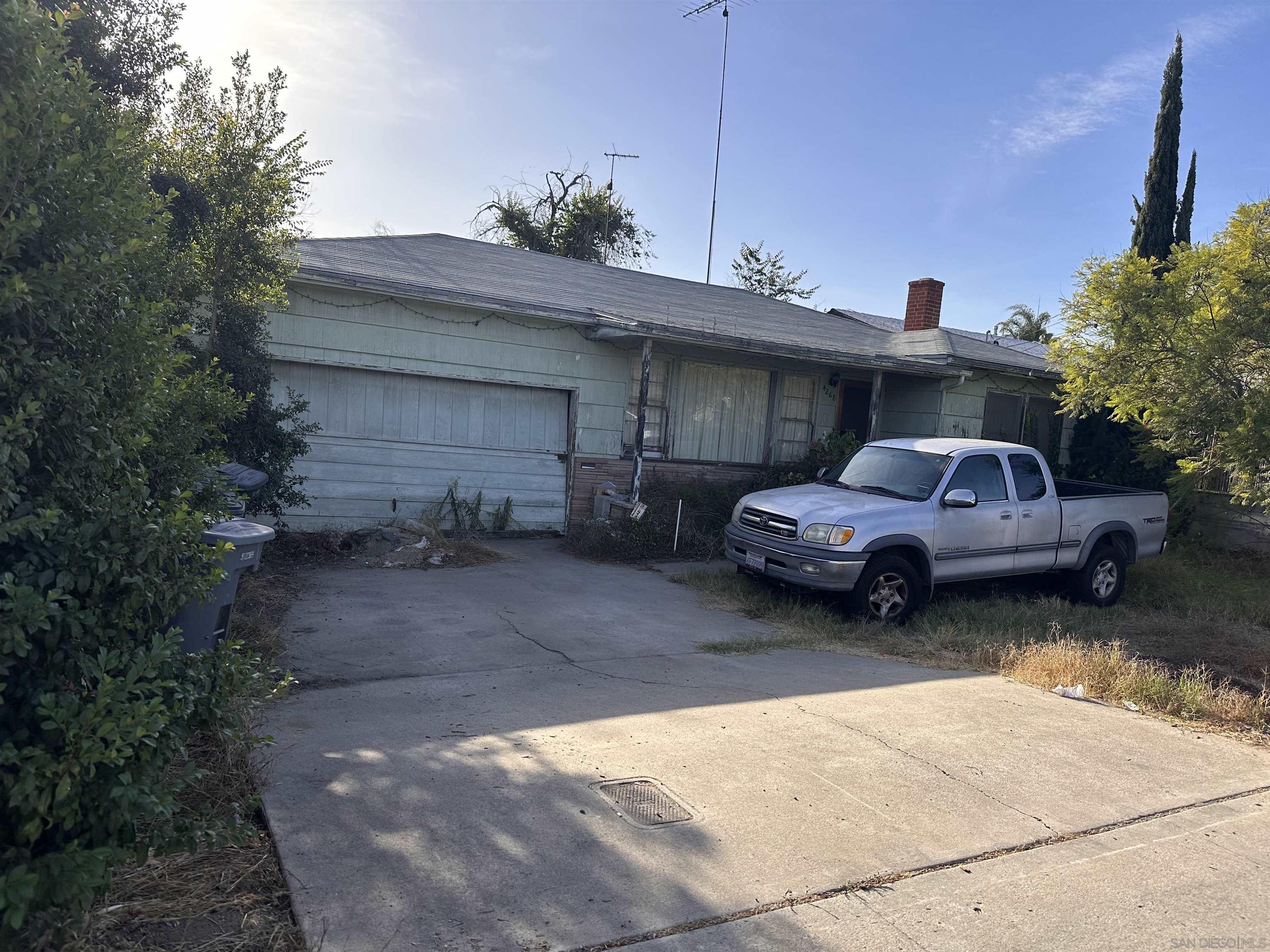 a view of a car parked in garage