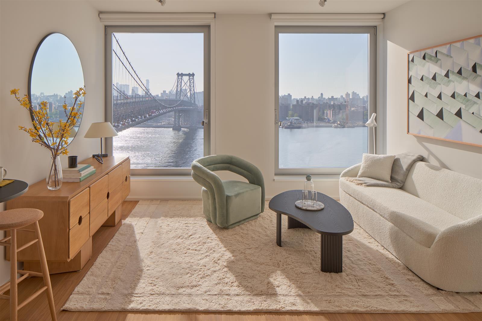 a living room with furniture