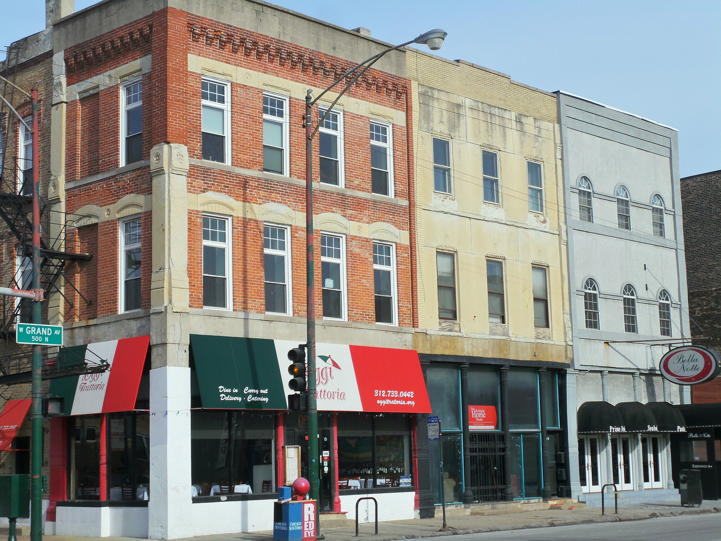 a front view of a building with street