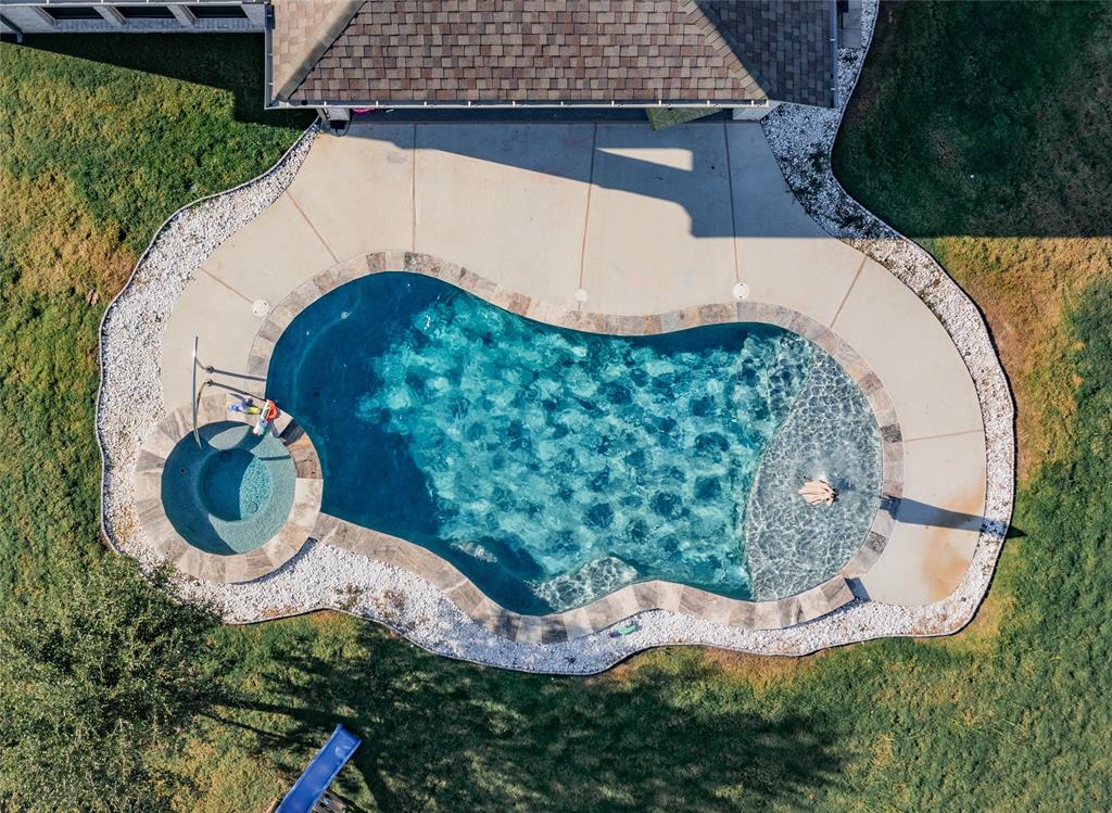 an aerial view of a house having outdoor space