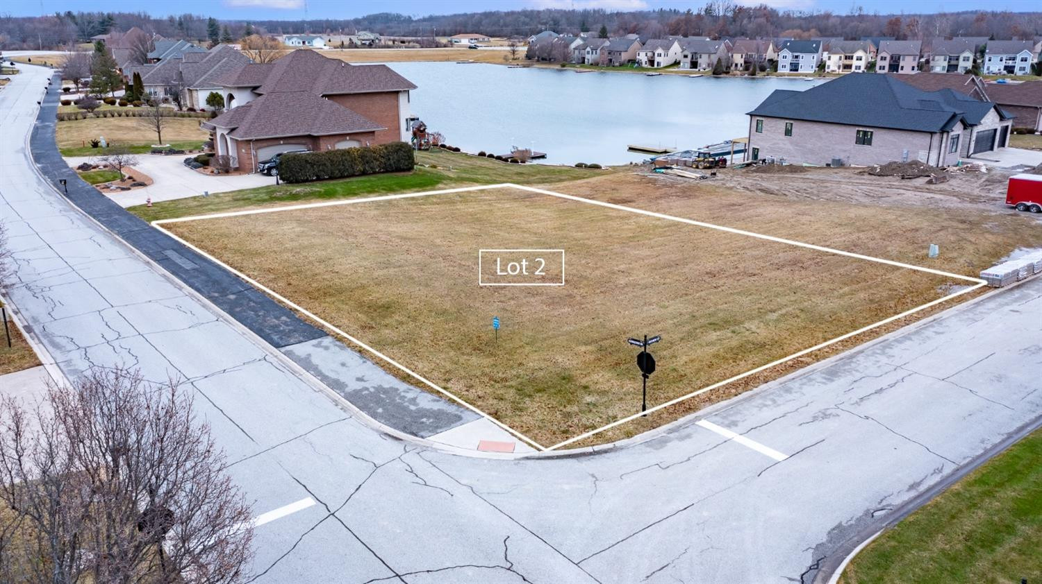 an aerial view of a house with a outdoor space