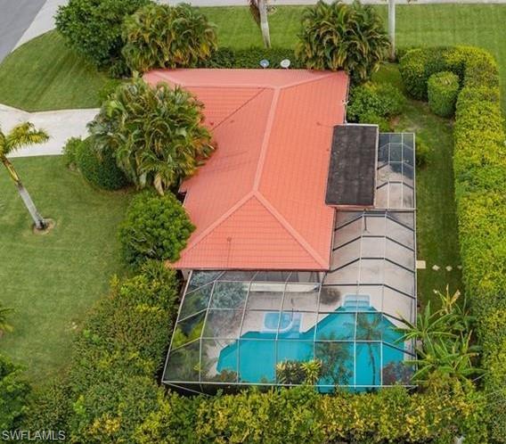 an aerial view of a house