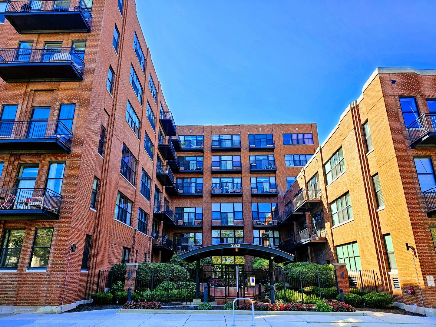 a front view of a building