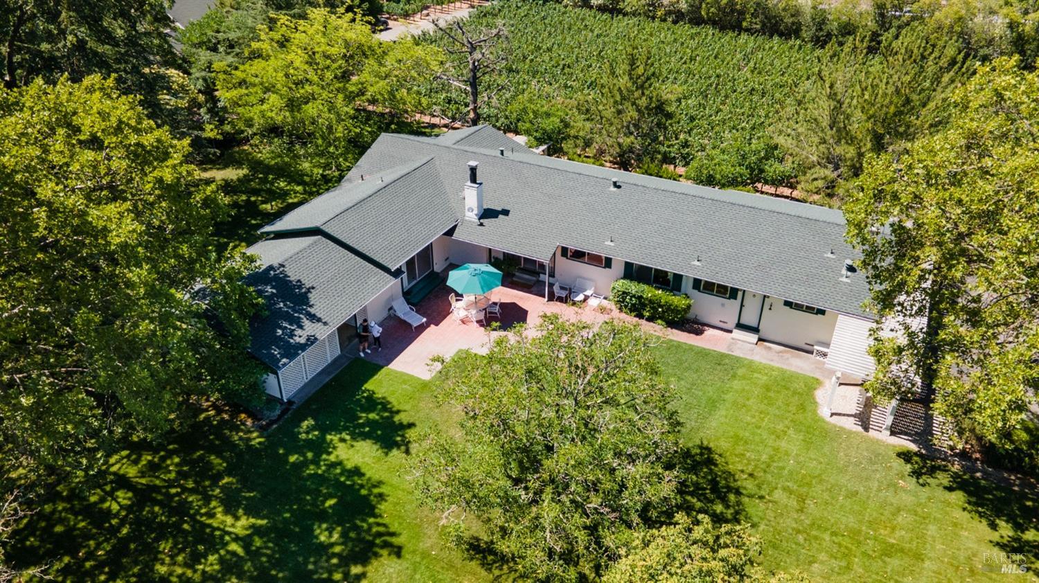 an aerial view of a house