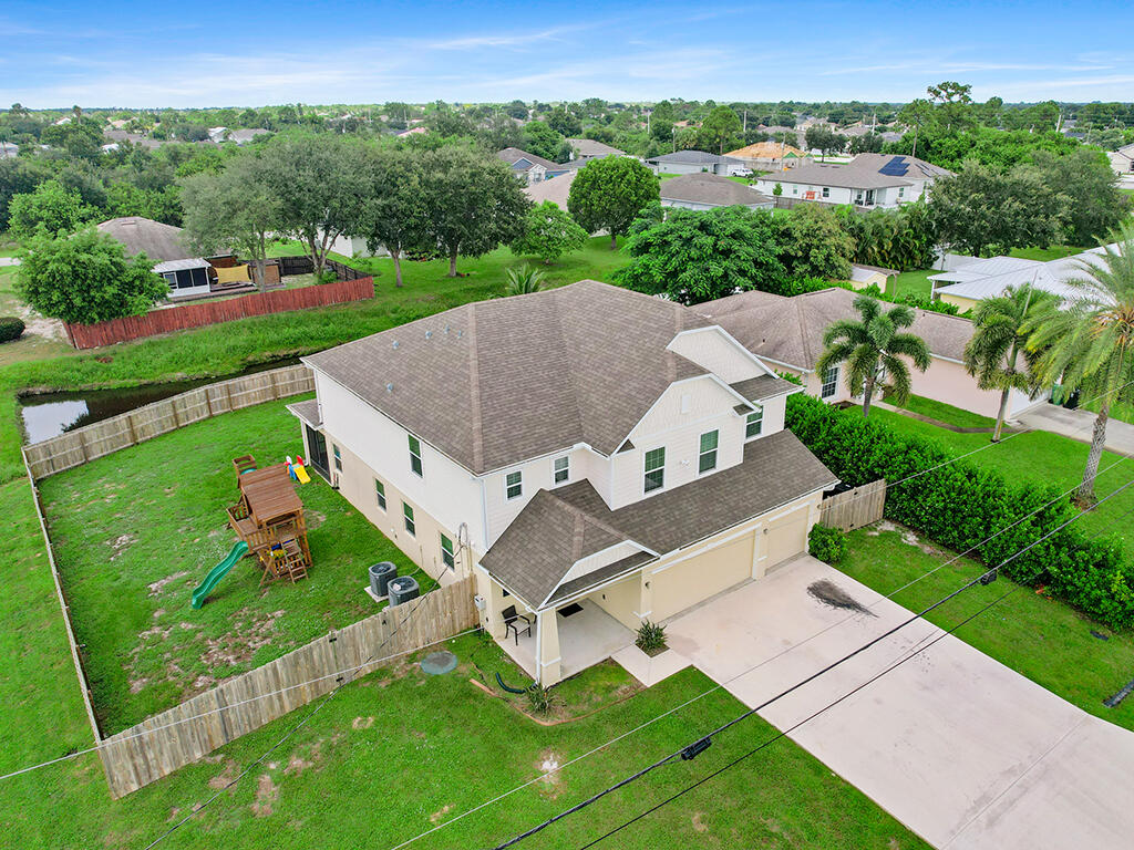 an aerial view of a house