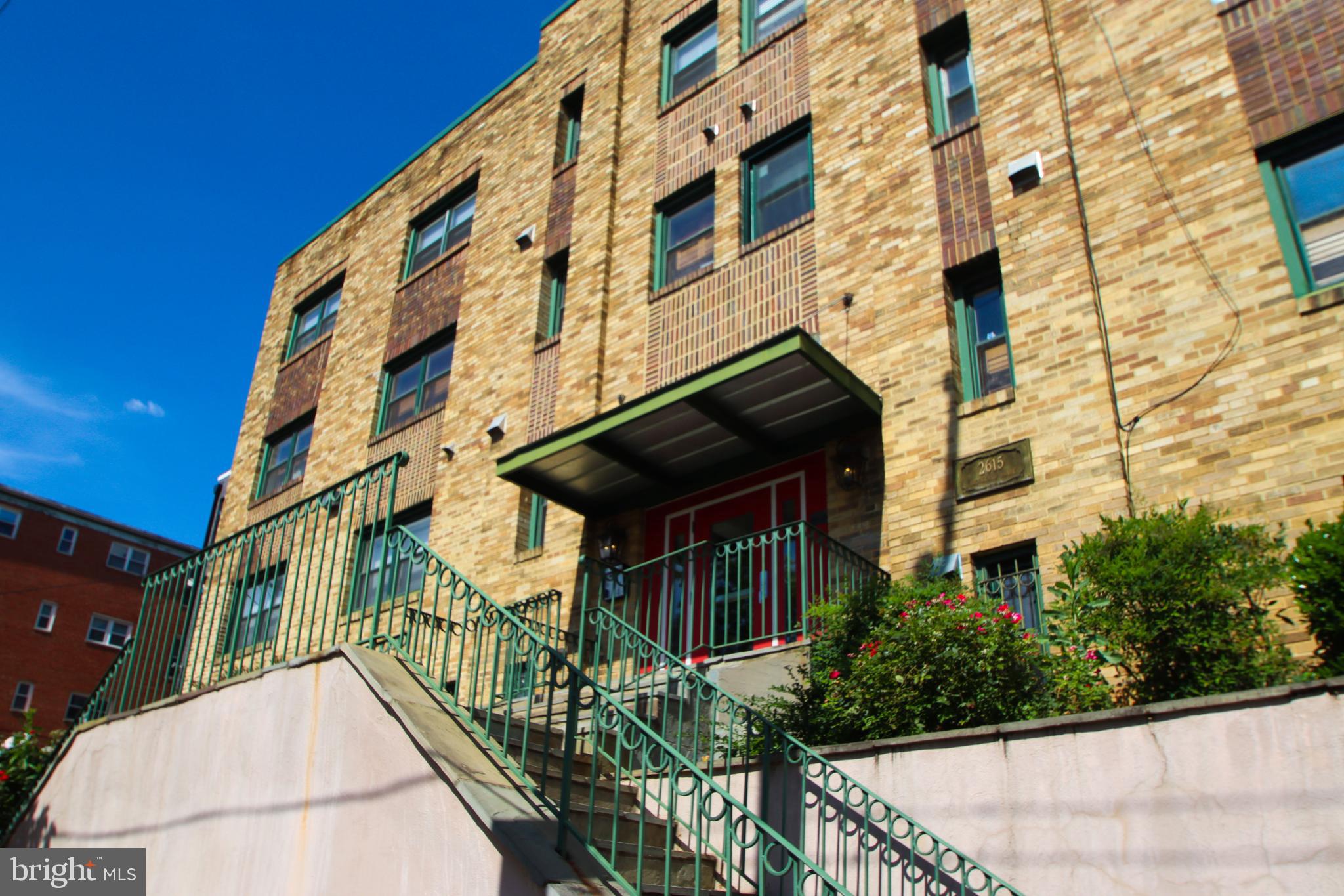 a view of a building with a window