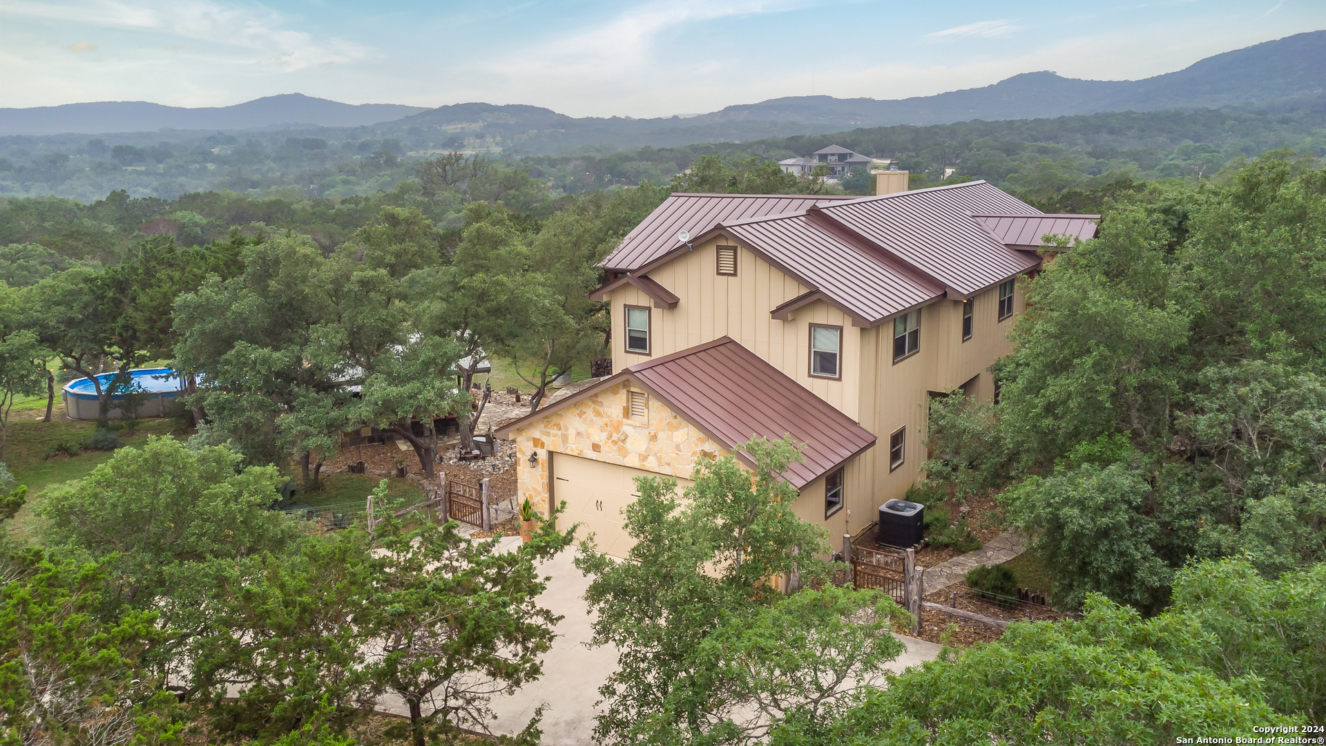 an aerial view of a house