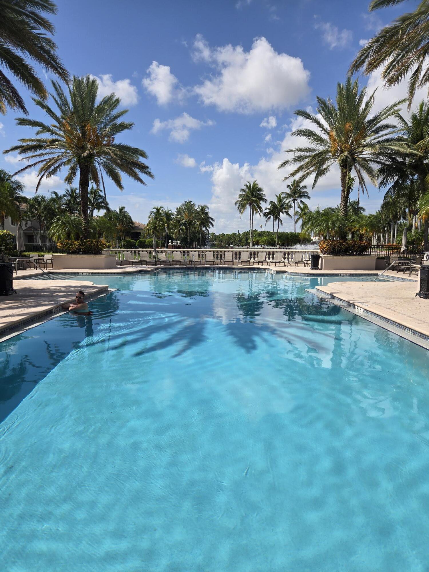 a view of swimming pool with outdoor seating and plants