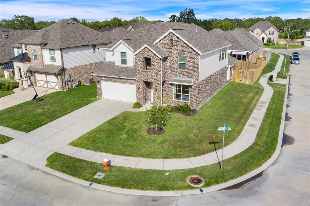 an aerial view of a house