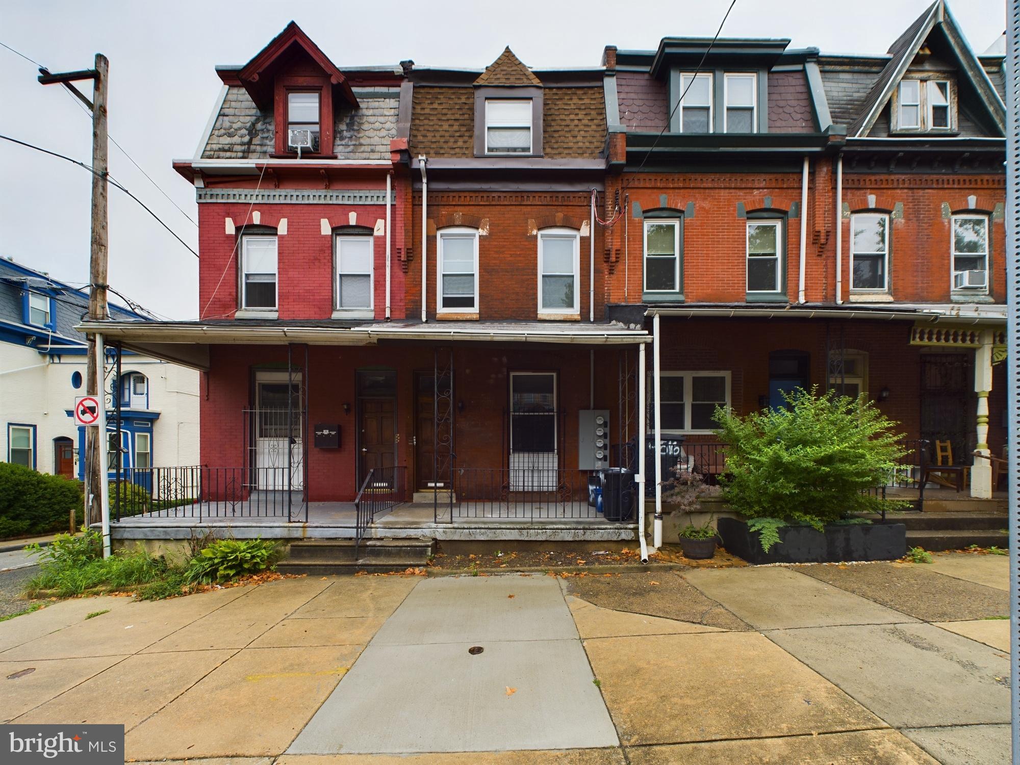 a front view of residential houses