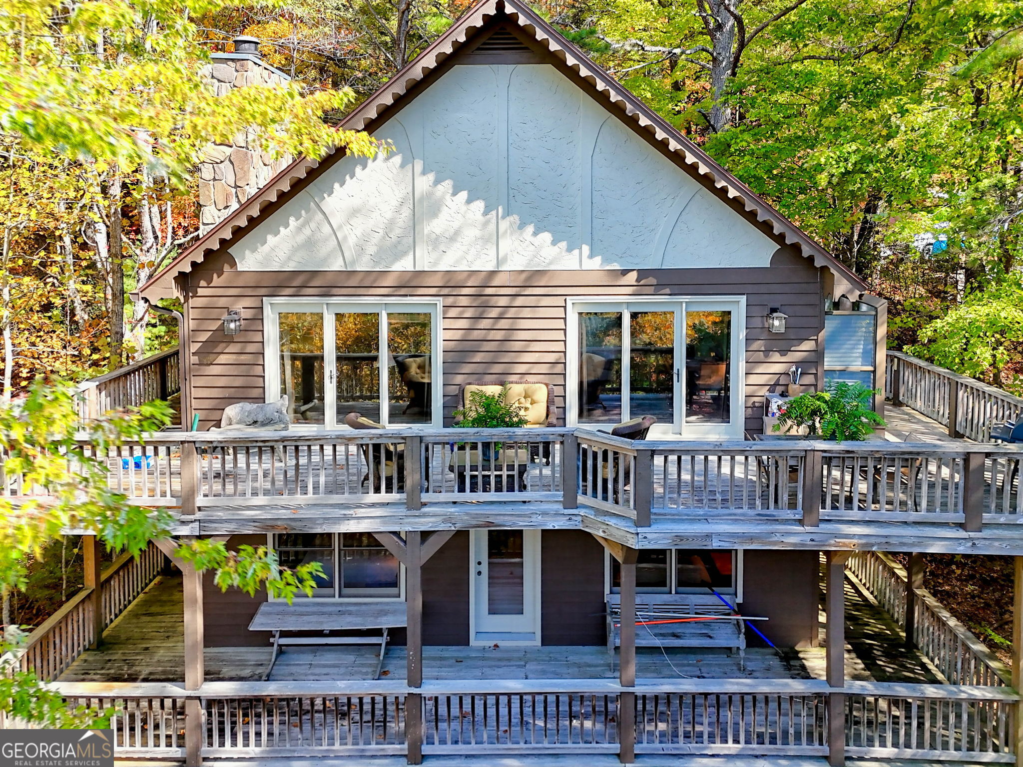 a front view of a house with balcony