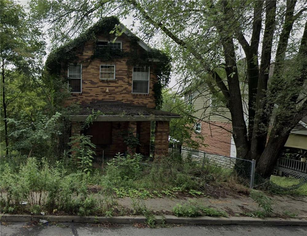 a front view of a house with plants