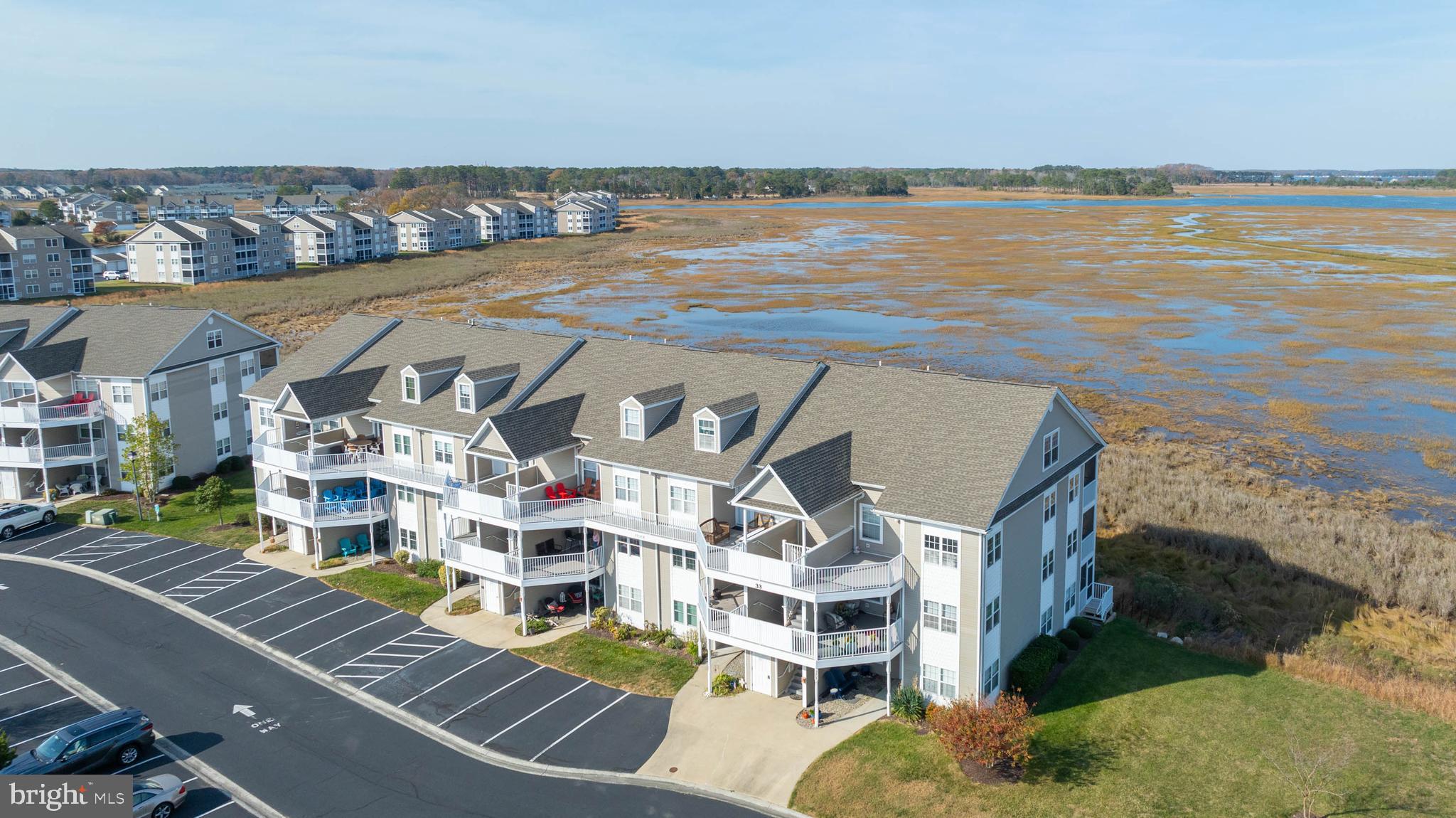 Front of building, rear faces bay