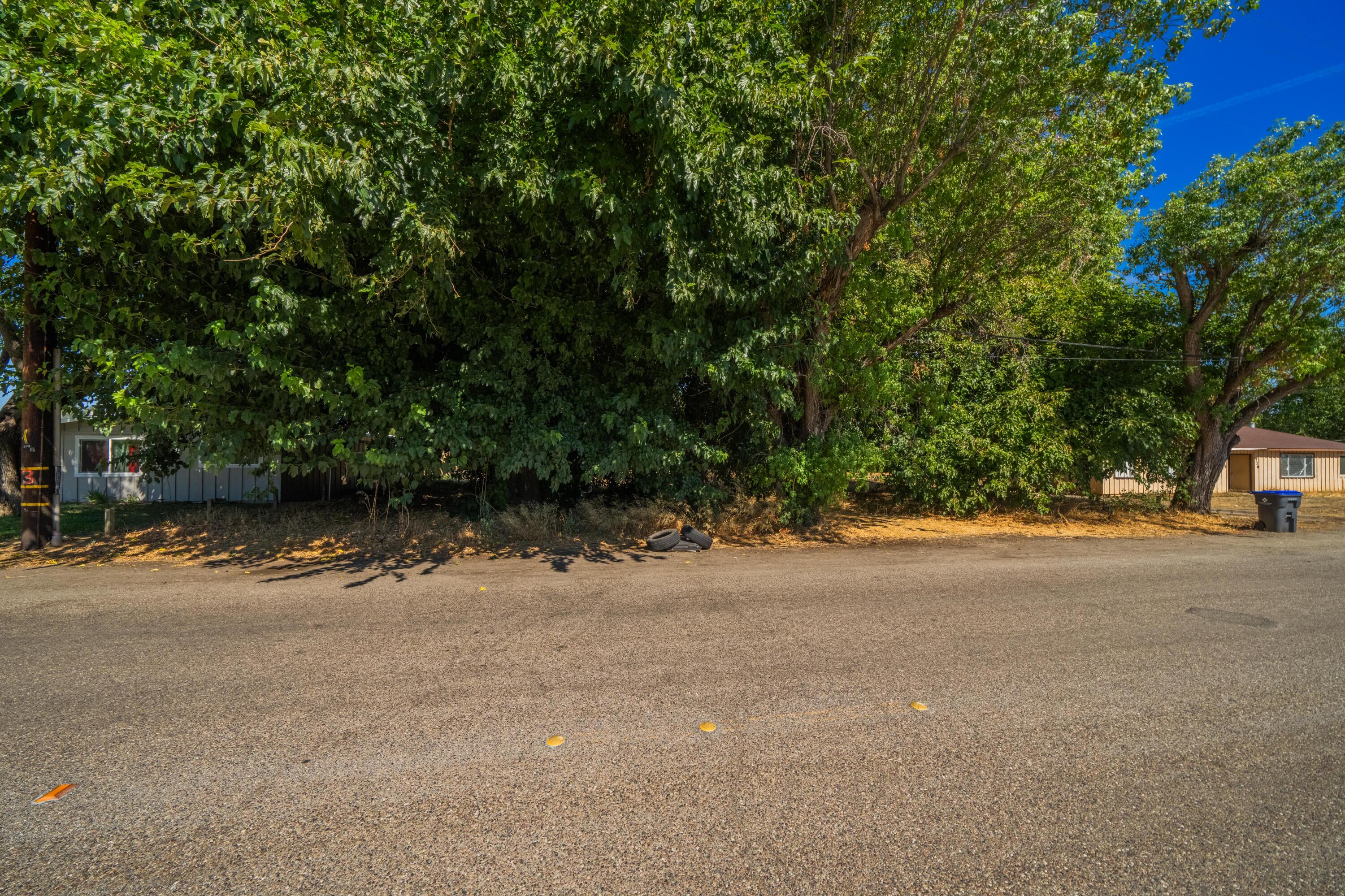 a view of a street with a trees