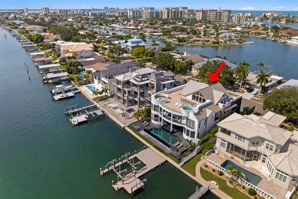 an aerial view of a residential building with outdoor space