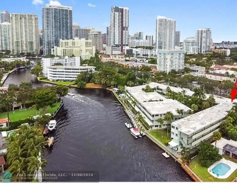 a view of a city with tall buildings