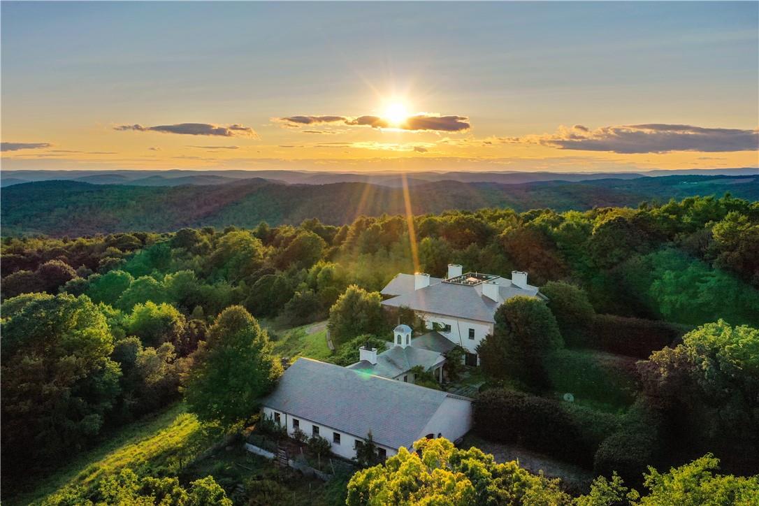 View of aerial view at dusk