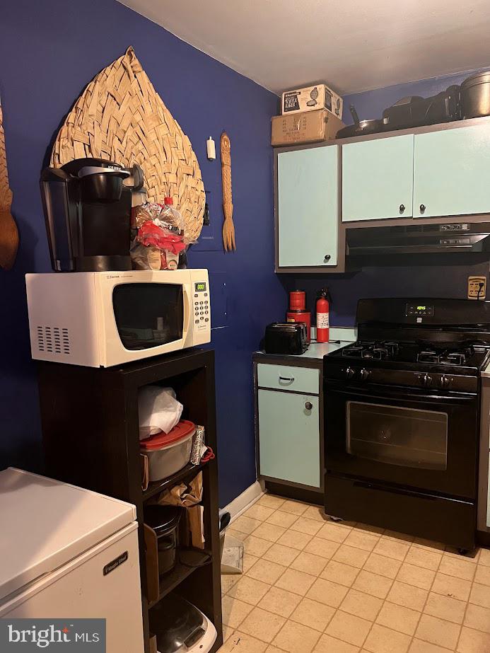 a kitchen with stainless steel appliances a stove and a microwave