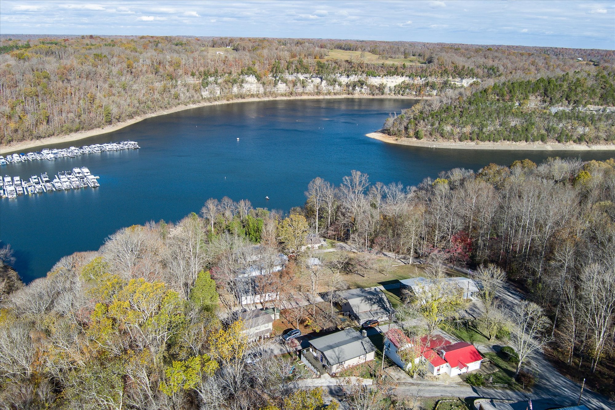 a view of lake and mountain