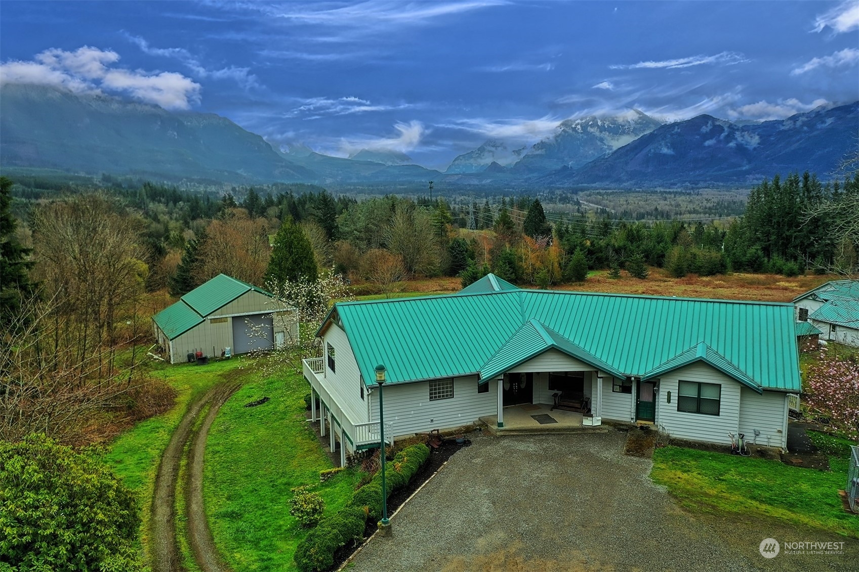 an aerial view of a house