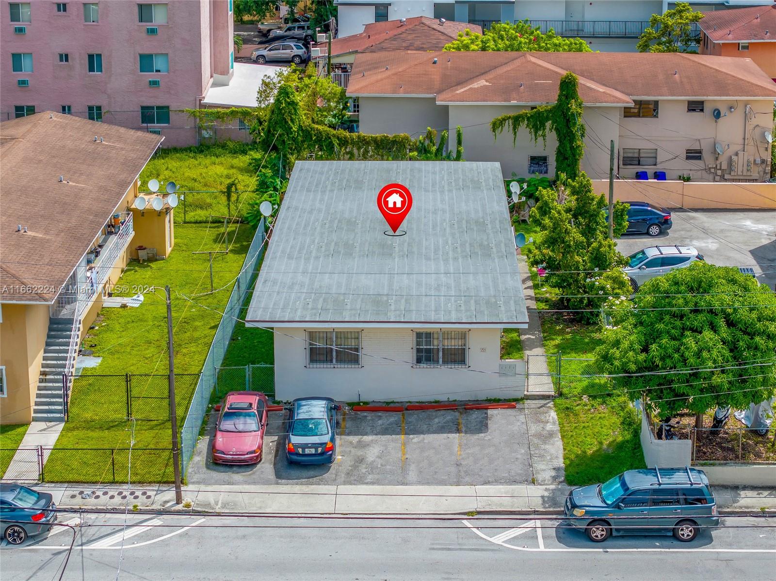 an aerial view of a house